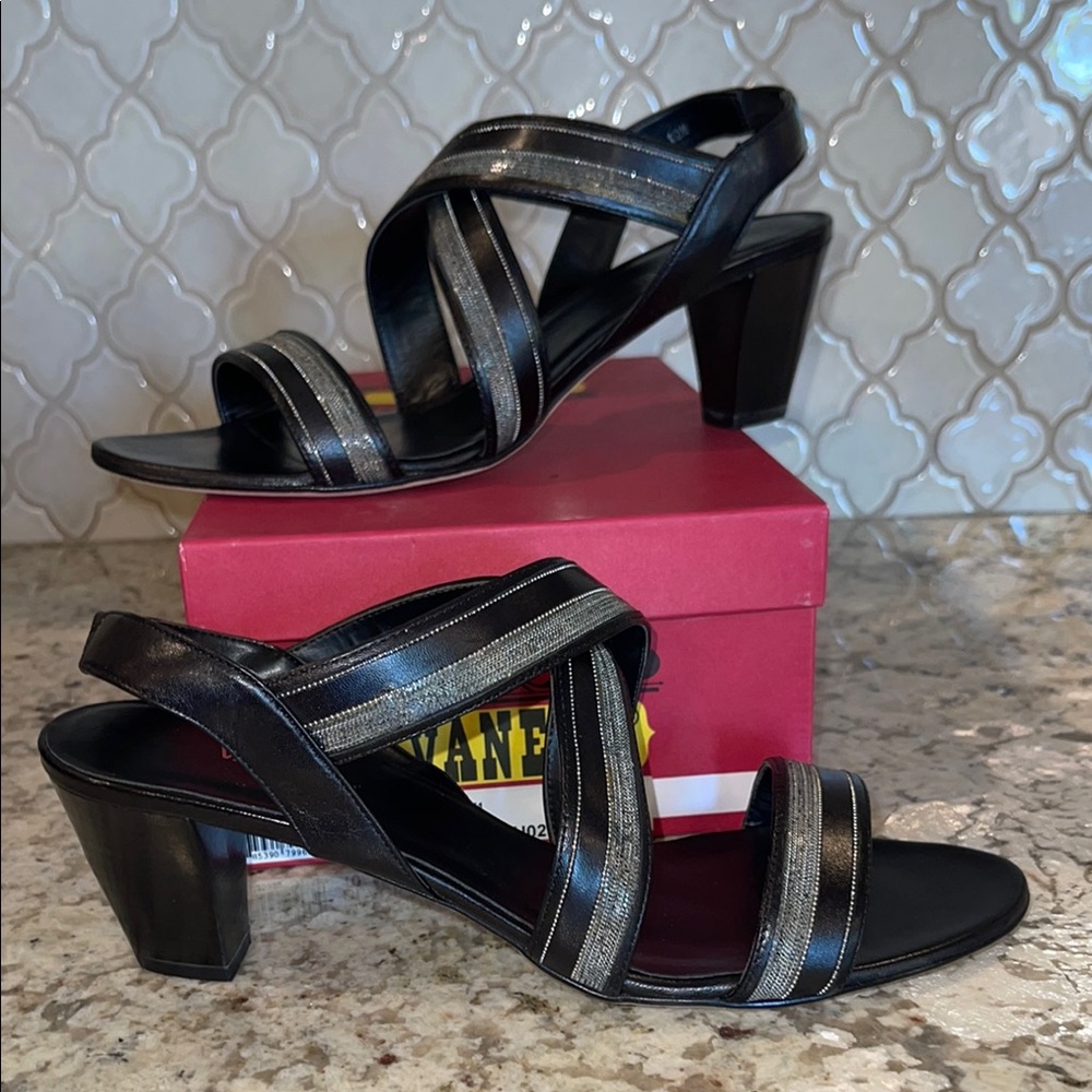 Vaneli Maranda Black Nappa Heels